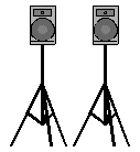 Small PA with two EM 10-2 at speaker stands